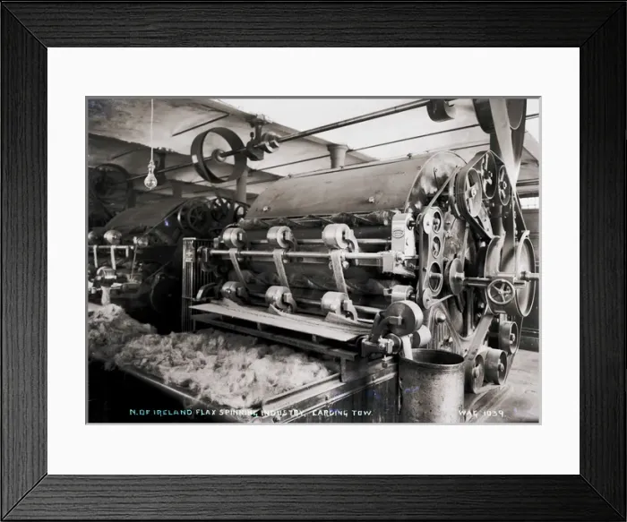 Framed Print : N. of Ireland Spinning Industry, Carding Tow Framed Print : N. of Ireland Spinning Industry, Carding Tow