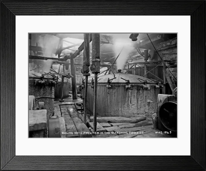 Framed Print : Boiling Vats for Linen in the Bleaching Process