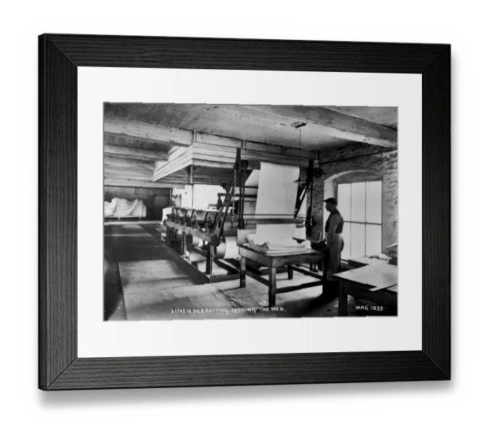 Framed Print : Linen Bleaching, Ironing the Web Framed Print : Linen Bleaching, Ironing the Web