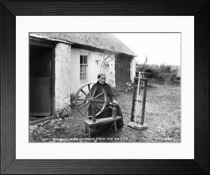 Framed Print : Winding Yarn on Pirns from the Swifts Framed Print : Winding Yarn on Pirns from the Swifts