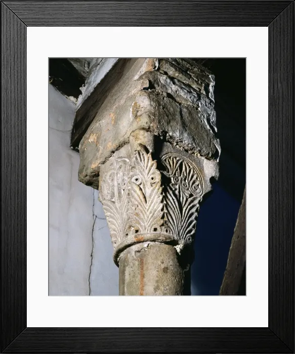 Framed Print : Spain. Catalonia. Sculpted capital. Moorish art. From the ol Framed Print : Spain. Catalonia. Sculpted capital. Moorish art. From the ol