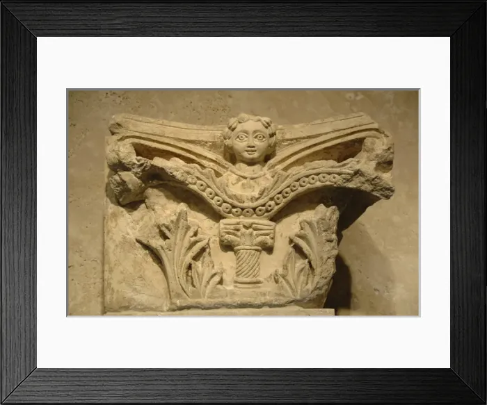 Framed Print : Byzantine art. Capital decorated with a relief of a woman. B Framed Print : Byzantine art. Capital decorated with a relief of a woman. B