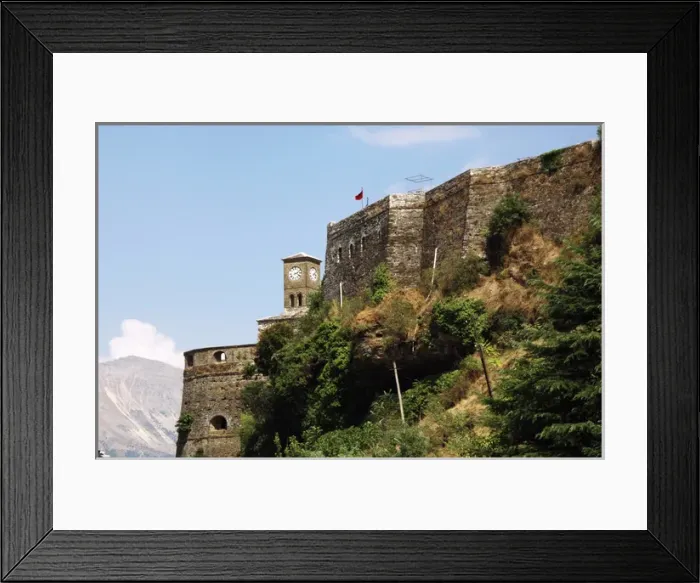 Framed Print : Albania. Gjirokaster. Castle, 18th century and the clock tow Framed Print : Albania. Gjirokaster. Castle, 18th century and the clock tow