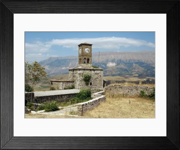 Framed Print : Albania. Gjirokaster. Castle and clock tower