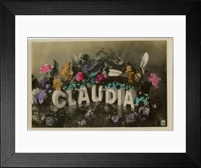 Framed Print : The Girls name Claudia surrounded by flowers and fruit Framed Print : The Girls name Claudia surrounded by flowers and fruit