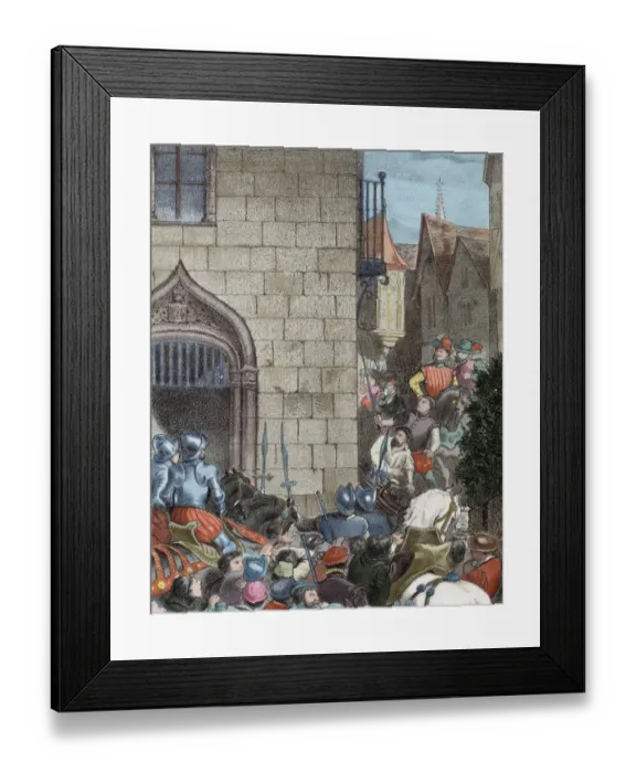 Framed Print : Alterations of Aragon. Mutiny of Zaragoza, 1591. Engraving b Framed Print : Alterations of Aragon. Mutiny of Zaragoza, 1591. Engraving b