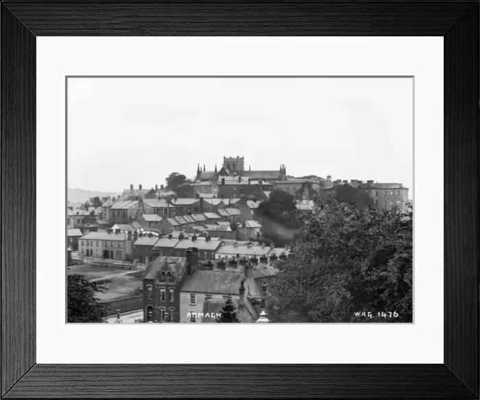 Framed Print : Armagh - an elevated view looking over the rooftops to the Cathedral Framed Print : Armagh - an elevated view looking over the rooftops to the Cathedral