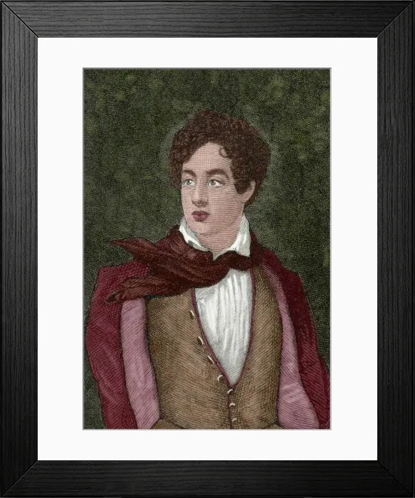 Framed Print : Lord Byron (1788-1824). Engraving. Colored Framed Print : Lord Byron (1788-1824). Engraving. Colored