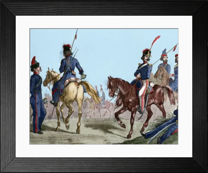 Framed Print : Cossacks. Engraving. Colored Framed Print : Cossacks. Engraving. Colored
