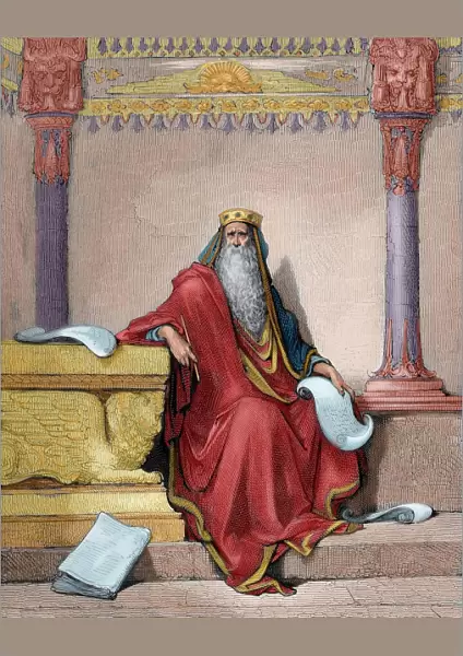 Portrait of King Solomon (c. 1011-c. 928 BC). Engraving by Gus