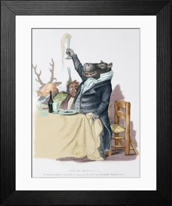 Framed Print : Caricature of The private and public life of animals, by J. J Framed Print : Caricature of The private and public life of animals, by J. J