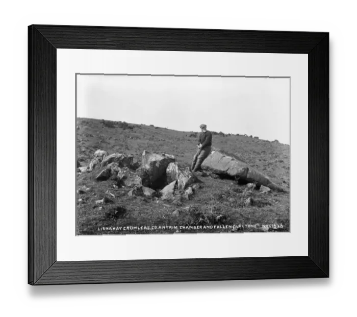 Framed Print : Lisnahay Cromlech Co. Antrim, Chamber and Fallen Capstone Framed Print : Lisnahay Cromlech Co. Antrim, Chamber and Fallen Capstone