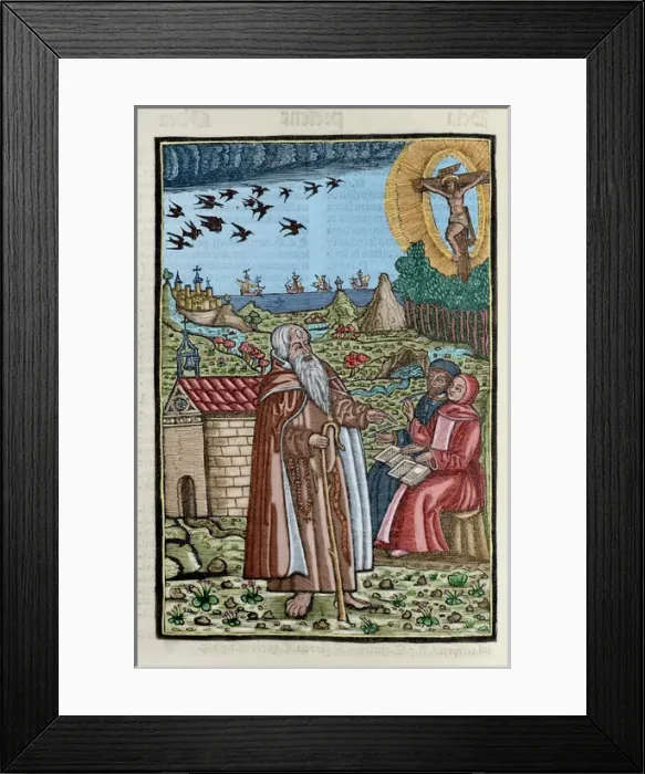 Framed Print : Blanquerna by Ramon Llull (1235-1316). Colored engraving Framed Print : Blanquerna by Ramon Llull (1235-1316). Colored engraving