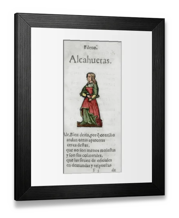 Framed Print : Women dialog by Cristobal de Castillejo (ca. 1490-1550). Engr Framed Print : Women dialog by Cristobal de Castillejo (ca. 1490-1550). Engr