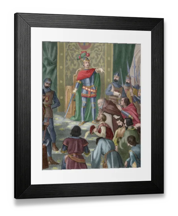 Framed Print : The King Henry III (1379-1406) imparting justice. Engraving Framed Print : The King Henry III (1379-1406) imparting justice. Engraving