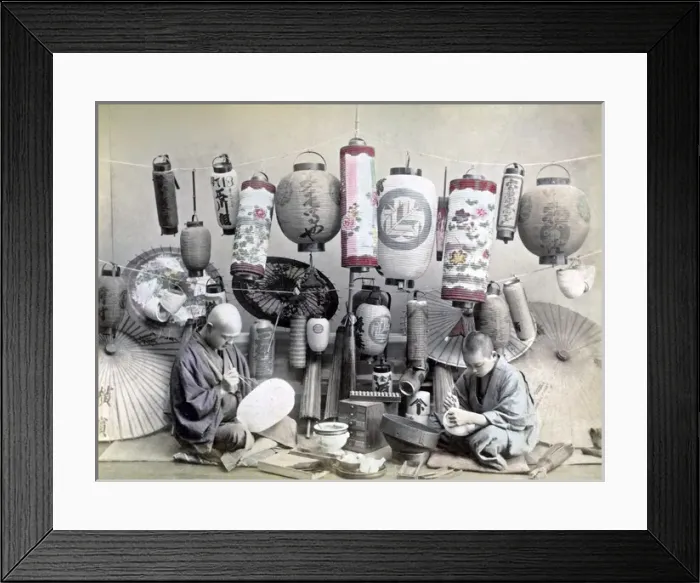 Framed Print : Paper lantern maker, Japan, circa 1880s Framed Print : Paper lantern maker, Japan, circa 1880s