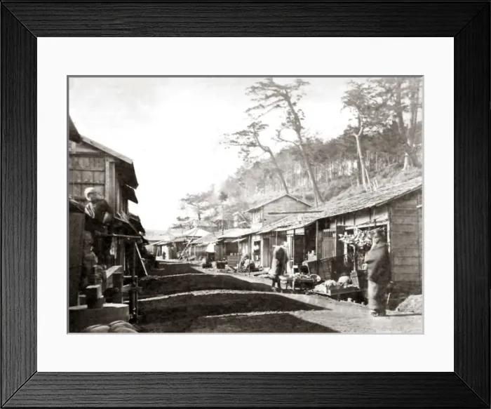 Framed Print : Village street, Japan, 1870s