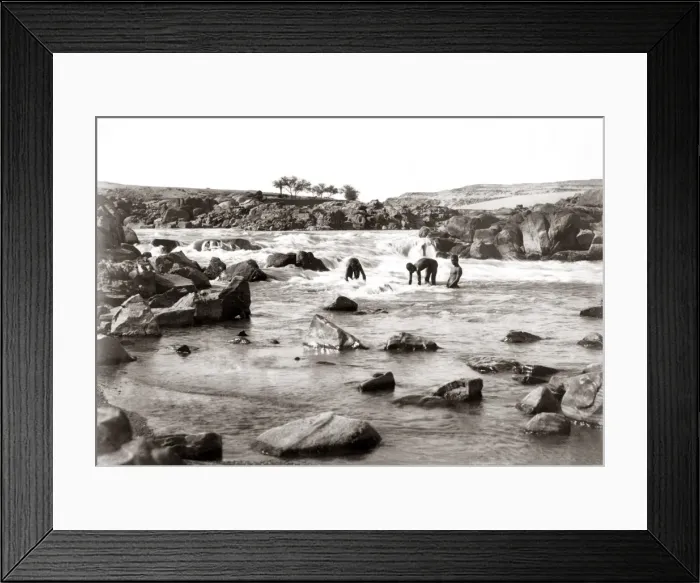 Framed Print : Boys bathing, second nile cataract, Aswan, c1880s Framed Print : Boys bathing, second nile cataract, Aswan, c1880s