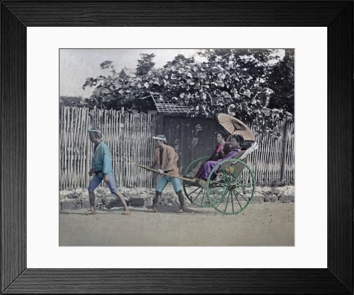 Framed Print : Girls in rickshaw, Japan, circa 1880s Framed Print : Girls in rickshaw, Japan, circa 1880s