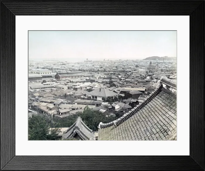 Framed Print : Rooftop view of Yokohama, Japan, circa 1880s Framed Print : Rooftop view of Yokohama, Japan, circa 1880s
