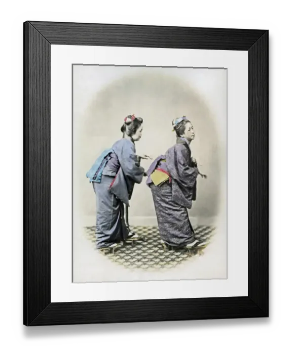 Framed Print : Japanese dancers, Japan, circa 1860s Framed Print : Japanese dancers, Japan, circa 1860s