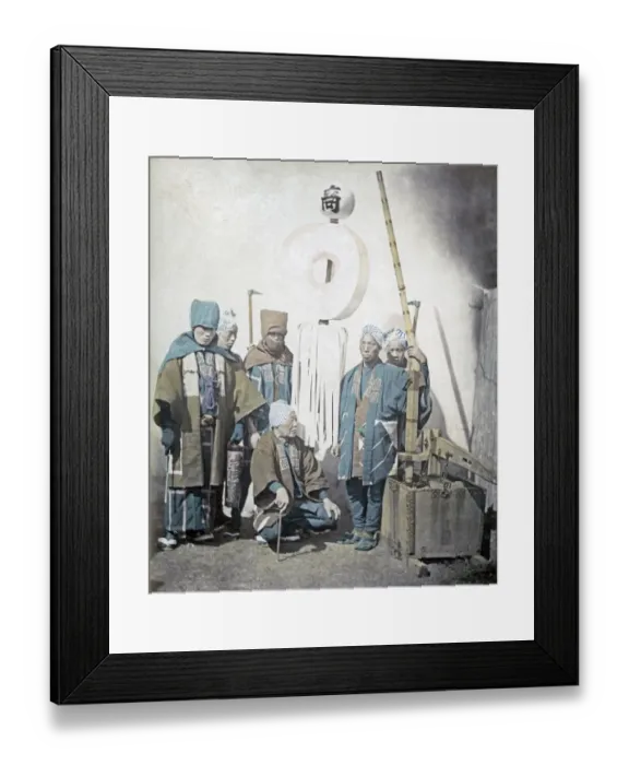 Framed Print : Japanese firemen, Japan, circa 1870 Framed Print : Japanese firemen, Japan, circa 1870