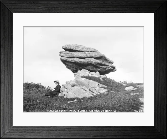 Framed Print : Perched Rock, Mica Schist Resting on Quartz Framed Print : Perched Rock, Mica Schist Resting on Quartz