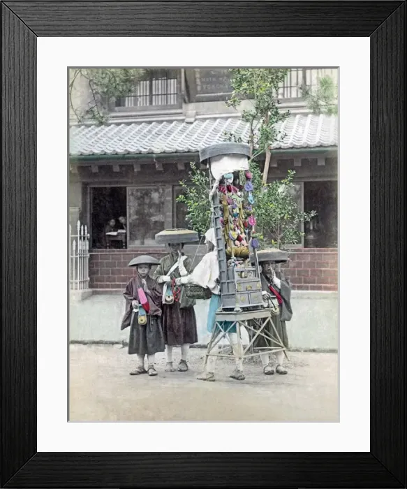 Framed Print : Pilgrims with a portable altar, Japan, circa 1890 Framed Print : Pilgrims with a portable altar, Japan, circa 1890