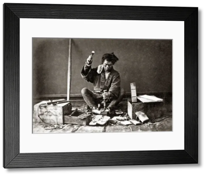 Framed Print : Shoemaker, Japan, 1870s Framed Print : Shoemaker, Japan, 1870s
