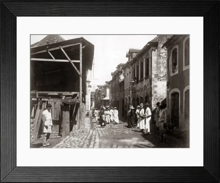 Framed Print : A street in St Pierre, Martinique, West Indies, circa 1900 Framed Print : A street in St Pierre, Martinique, West Indies, circa 1900