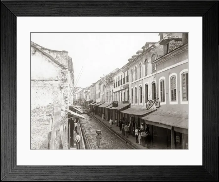 Framed Print : Principal business street, St Pierre, Martinique, West Indie Framed Print : Principal business street, St Pierre, Martinique, West Indie