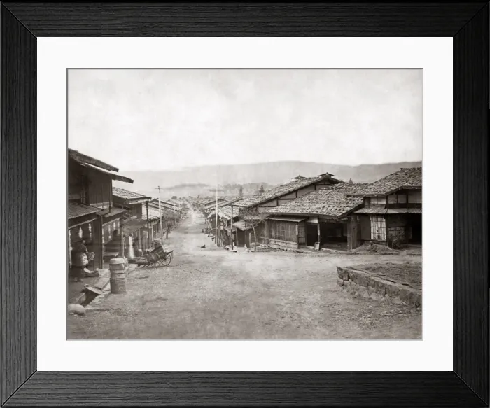 Framed Print : Village scene, Japan, circa 1870s Framed Print : Village scene, Japan, circa 1870s