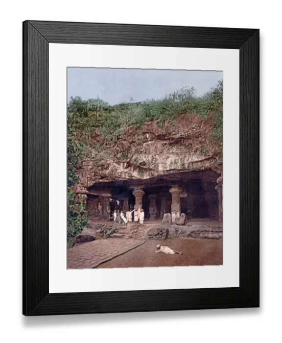Framed Print : Caves at Elephanta, Bombay (Mumbai), India, circa 1890s Framed Print : Caves at Elephanta, Bombay (Mumbai), India, circa 1890s