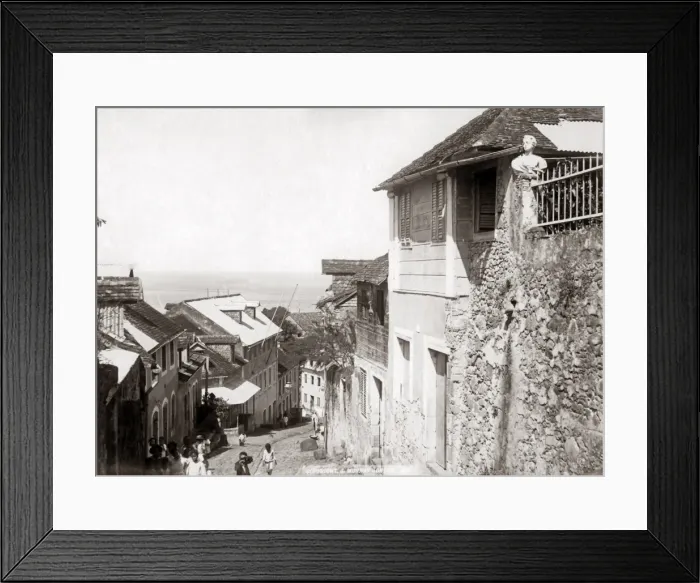Framed Print : Street scene, St Pierre Martinique, West Indies, circa 1900 Framed Print : Street scene, St Pierre Martinique, West Indies, circa 1900