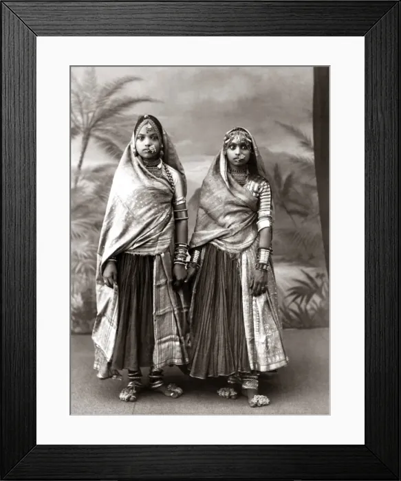 Framed Print : Two girls, India, circa 1890 Framed Print : Two girls, India, circa 1890
