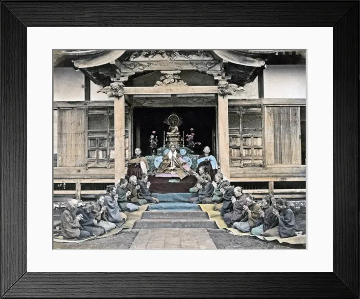 Framed Print : Religious ceremony, Buddhist priests, Japan, circa 1880s Framed Print : Religious ceremony, Buddhist priests, Japan, circa 1880s