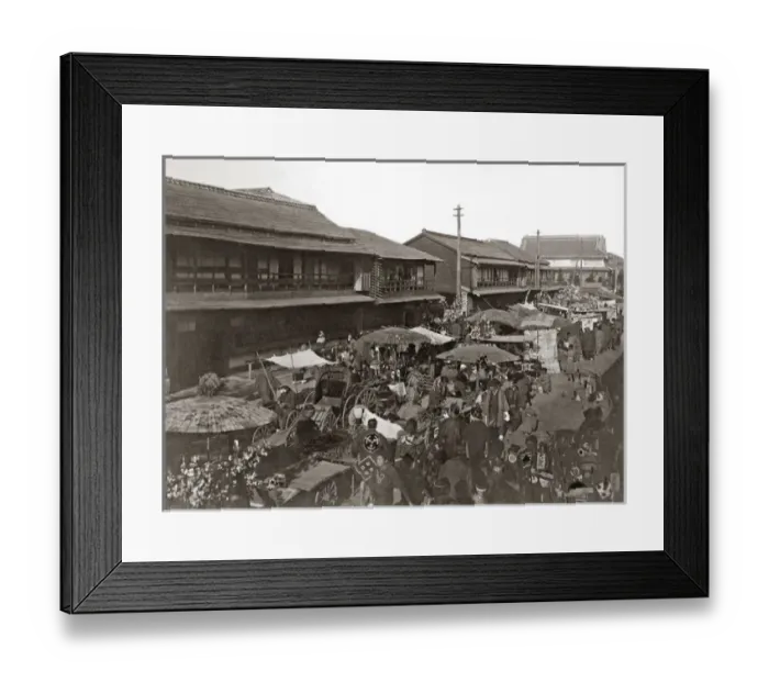 Framed Print : Street market, Yokohama, Japan, circa 1880s Framed Print : Street market, Yokohama, Japan, circa 1880s