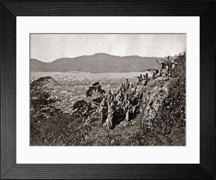 Framed Print : Group in the hills above Nagasaki, Japan, circa 1880s Framed Print : Group in the hills above Nagasaki, Japan, circa 1880s