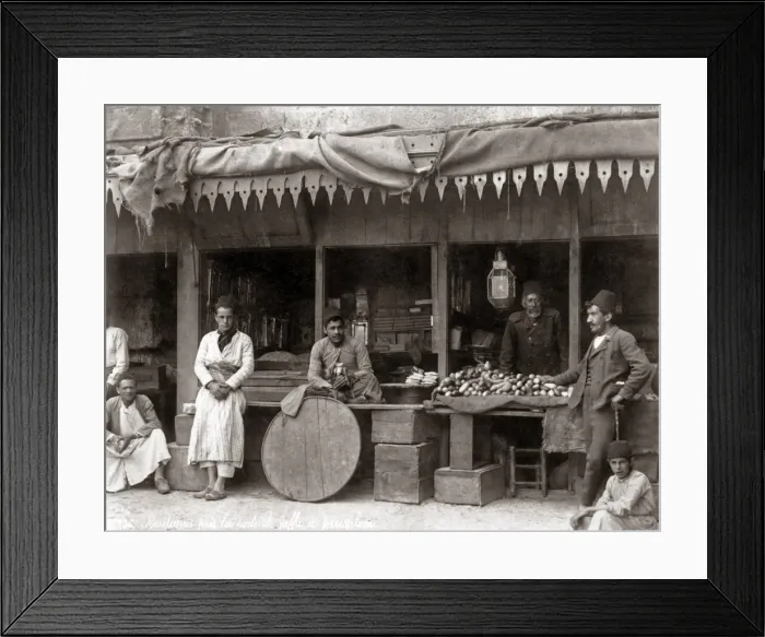 Framed Print : Vegetable stall, Jerusalem, Palestine (Israel) circa 1880s Framed Print : Vegetable stall, Jerusalem, Palestine (Israel) circa 1880s
