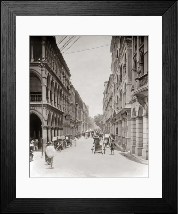 Framed Print : Street in Hong Kong, circa 1890 Framed Print : Street in Hong Kong, circa 1890