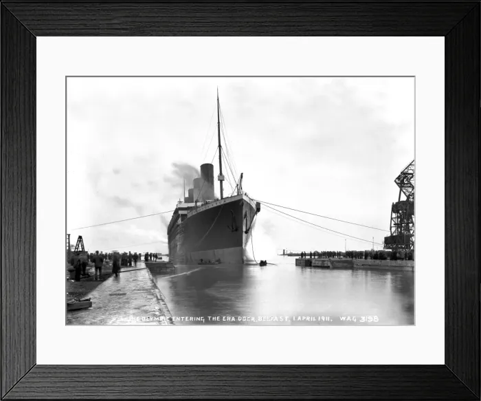 Framed Print : The Olympic Entering the Era Dock, Belfast, I. April 1911 Framed Print : The Olympic Entering the Era Dock, Belfast, I. April 1911