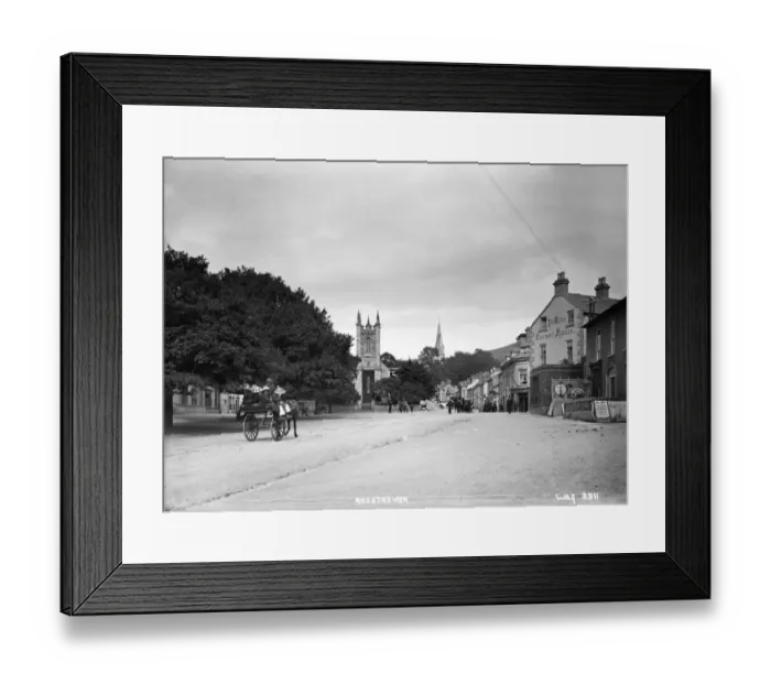 Framed Print : Rostrevor - a view of the square with a public house to the right