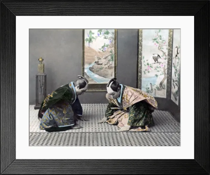 Framed Print : Greeting, Japan, circa 1880s - Formal greeting Framed Print : Greeting, Japan, circa 1880s - Formal greeting