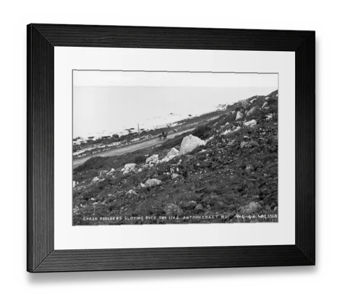 Framed Print : Chalk Boulders Slipping Over the Lias, Antrim Coast Rd Framed Print : Chalk Boulders Slipping Over the Lias, Antrim Coast Rd