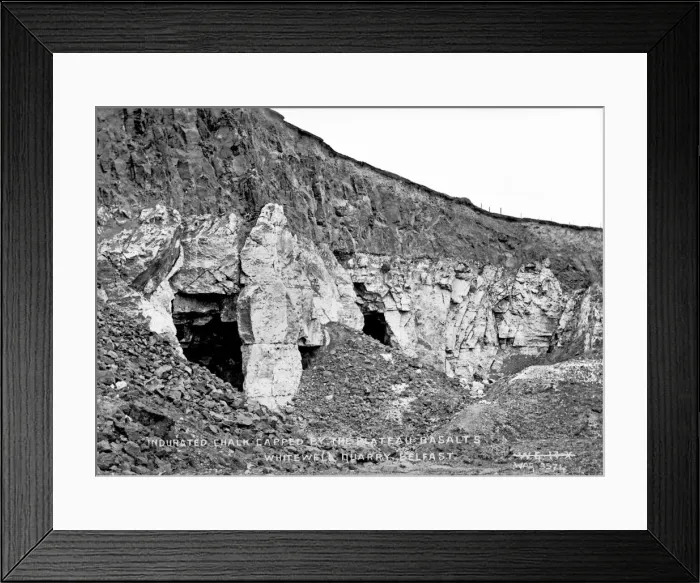 Framed Print : Indurated Chalk Capped By the Plateau Basalts, Whitewell Qua Framed Print : Indurated Chalk Capped By the Plateau Basalts, Whitewell Qua