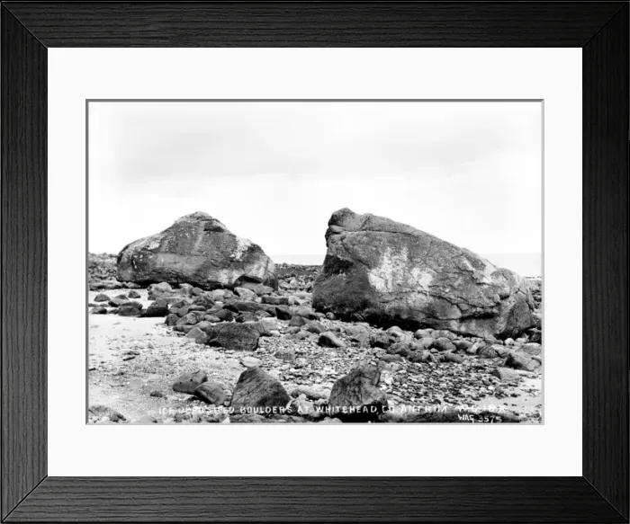 Framed Print : Ice Deposited Boulders at Whitehead, Co. Antrim Framed Print : Ice Deposited Boulders at Whitehead, Co. Antrim