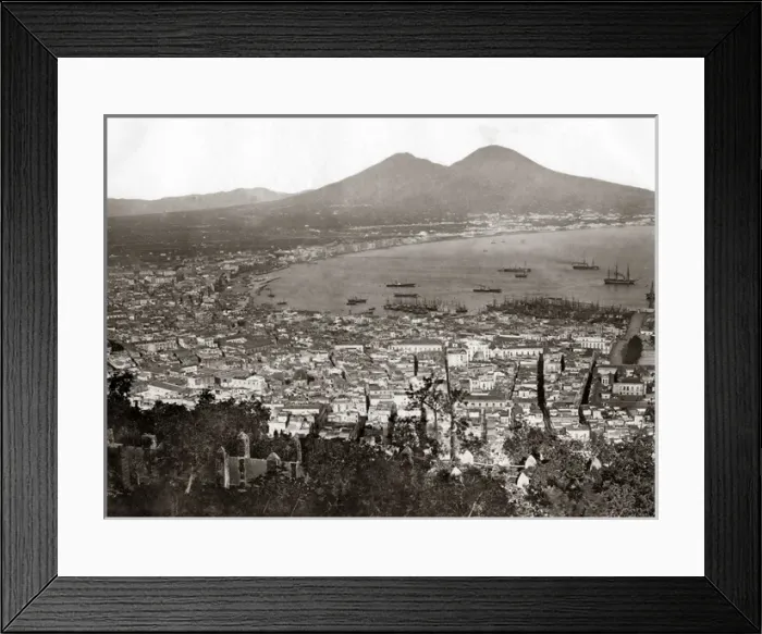 Framed Print : View of the Bay of Naples and Mount Vesuvius, Italy circa 18 Framed Print : View of the Bay of Naples and Mount Vesuvius, Italy circa 18