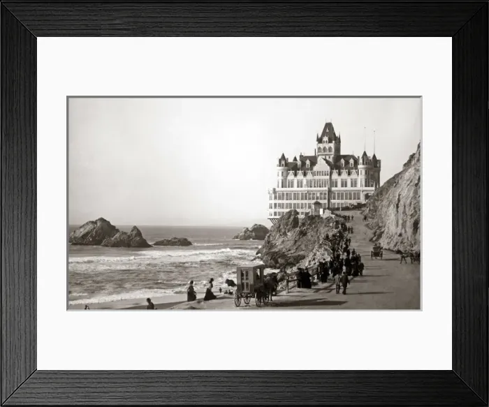 Framed Print : Beach, Seal Rocks and Cliff House, San Francisco, c1890s Framed Print : Beach, Seal Rocks and Cliff House, San Francisco, c1890s