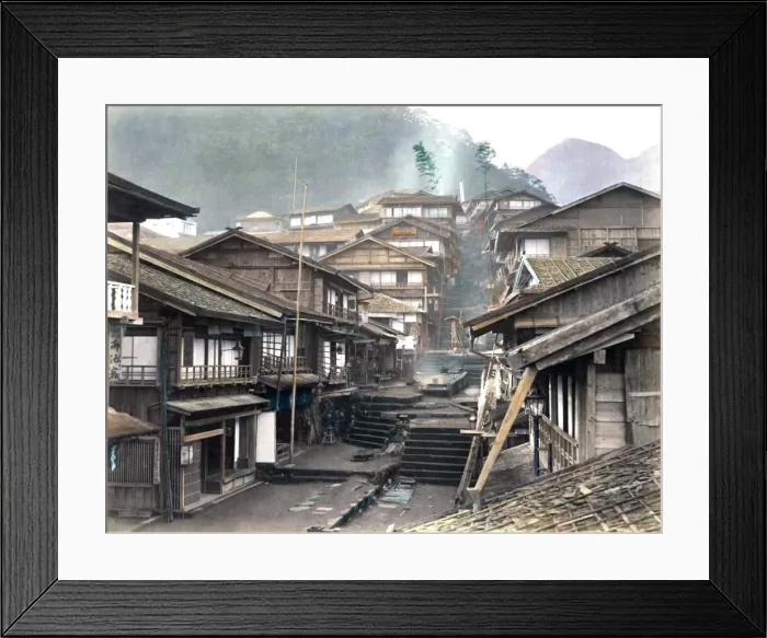 Framed Print : Street view, probably Enoshima, Japan, circa 1880s Framed Print : Street view, probably Enoshima, Japan, circa 1880s