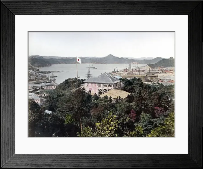Framed Print : Harbour view (probably Nagasaki) Japan circa 1880s Framed Print : Harbour view (probably Nagasaki) Japan circa 1880s